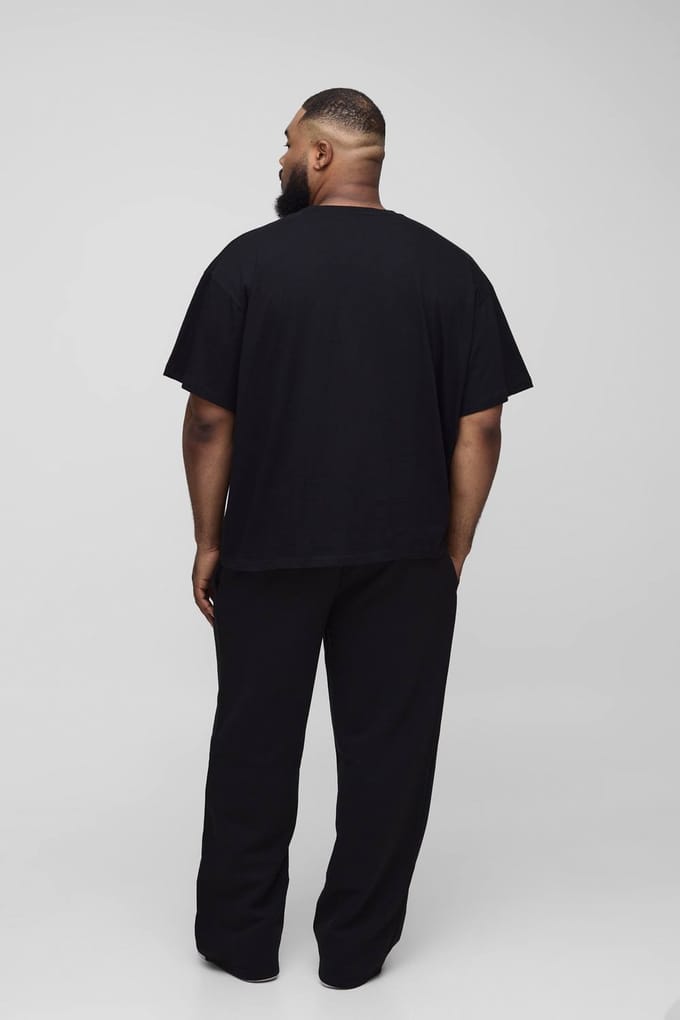 Plus Essential Straight Fit Joggers | Black | Size 5XL
