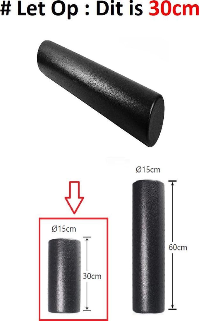 Foam roller - Yoga massage roller - Yoga roller- Fitness roller - EPP - Zwart - 30cm