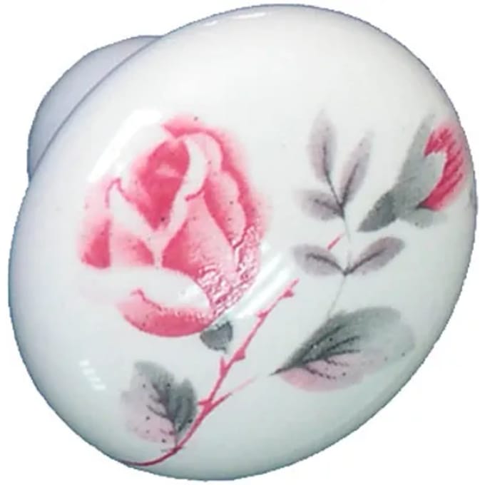 Bertomani Meubelknop - Porselein - Bloemen - 32mm - Set Van 2