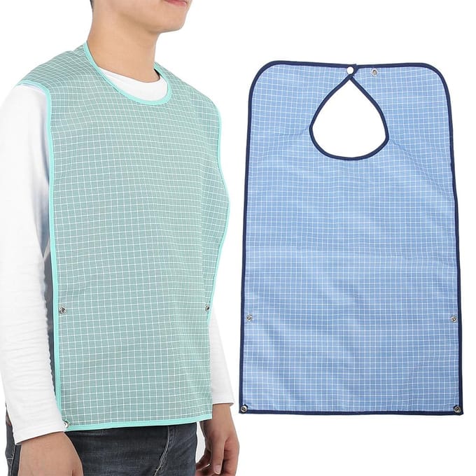 Volwassen Waterdichte Eetkleding Dubbele Laag Ouderen Eetkleding Beschermer white