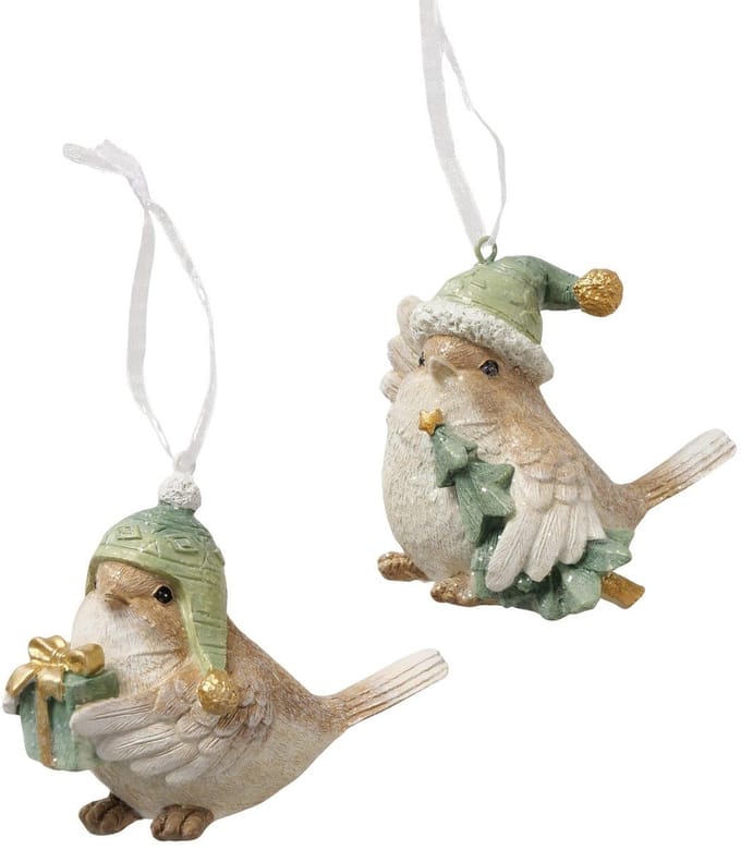 Boltze Home kersthanger vogel kerstdecoratie 7,5x7cm polyresin.