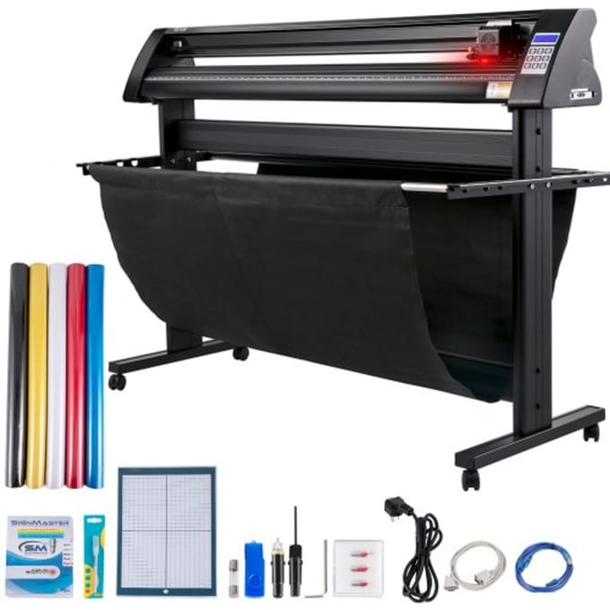 VEVOR Vinyl Snijplotter, 1350 mm Snijplotter Machine, LED Vinyl Cutter Plotter, Semi-automatisch Ingebouwd Optisch Oog voor Lasergeleiding, Compatibel met SignMaster-software Windows met Standaard