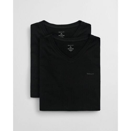 Gant T-Shirt Uni Cotton V-Neck 2Pack Zwart / male