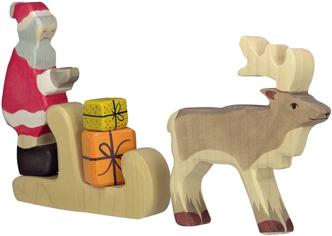 HOLZTIGER Kerstmis - Slee - 17X3X9Cm - Houten Figuur - Handgemaakt