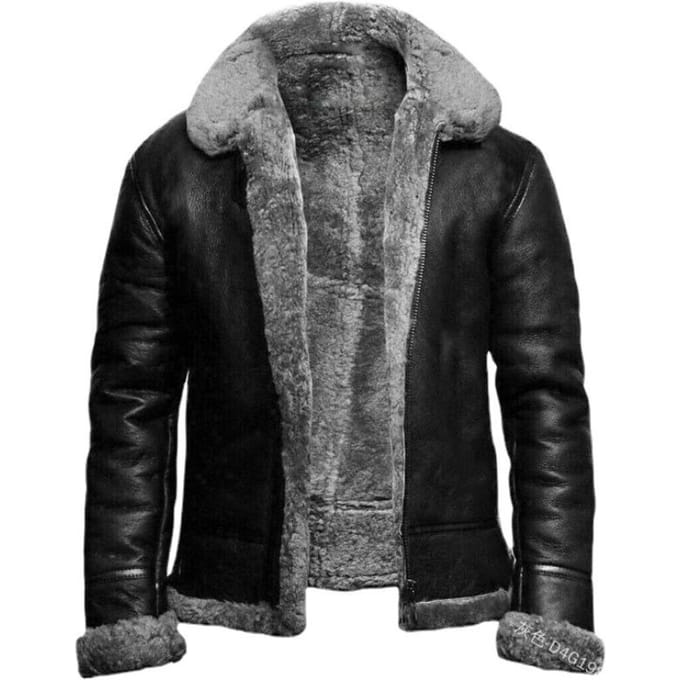 Herenjas Grote Revers Bont Alles-in-één Jas Langemouwen Bontjas 4XL gray