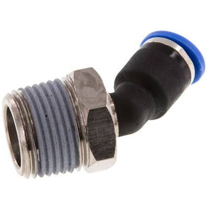 6mm x R3/8'' 45 graden L-verbinding Messing/PA 66 Insteekfitting Buitendraad NBR [2 Stuks]