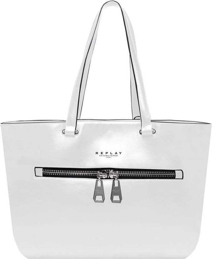 REPLAY Schoudertas Shopper Optical White Wit
