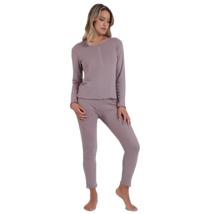 Dames pyjama met lange mouwen van ribstof Admas Home Soft