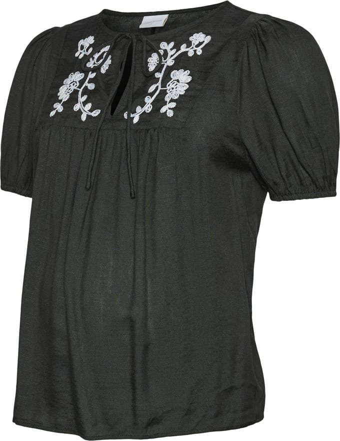 Mama Licious Blouse Regular fit O-hals Manchetten met elastiek Ballonmouwen Top