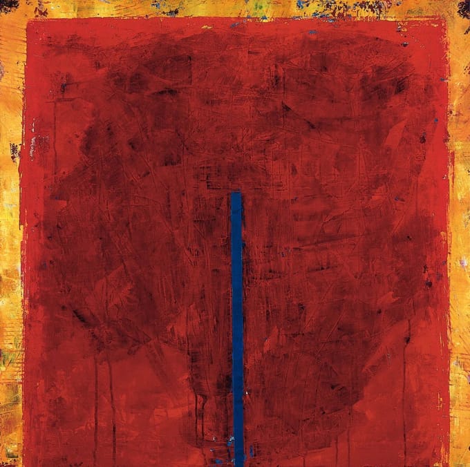 Kunstdruk Ralf Bohnenkamp - Contrasting Red 98x98cm