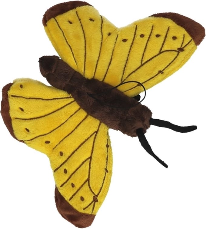 Cornelissen Pluche vlinder knuffel - Geel knuffeldier van 21 cm
