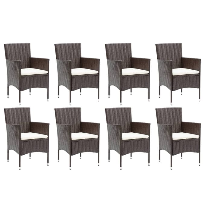 vidaXL - 9-delige - Tuinset - met - kussens - poly - rattan - bruin