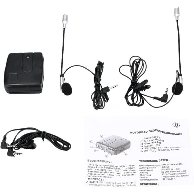 Casque de moto casque interphone système de Communication 2 voies écouteur + micro
