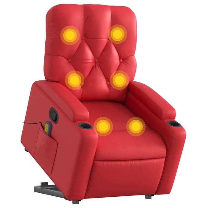 vidaXL - Sta-op-massagestoel - verstelbaar - kunstleer - rood