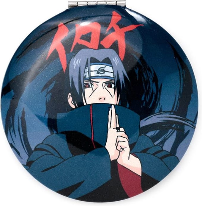 Spiegeltje Make-Up Compact Klep - Naruto Ninja Manga - Sasuke Uchiha - 6.5x6.5x1cm