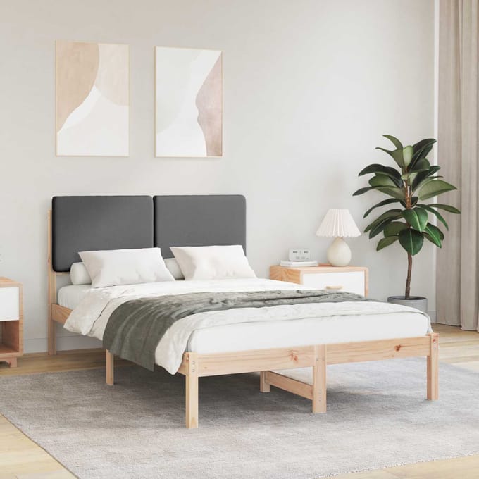 vidaXL - Bedframe - met - Gevoerde - Hoofdbord - Donkergrijs - 120 - x - 200 - cm