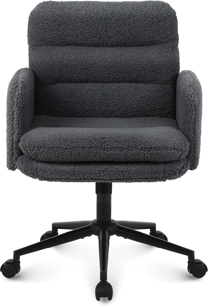Bureaustoel - Comfortabele stoel - Thuiswerken - Zacht kasjmier - 97 cm hoog - Donkergrijs
