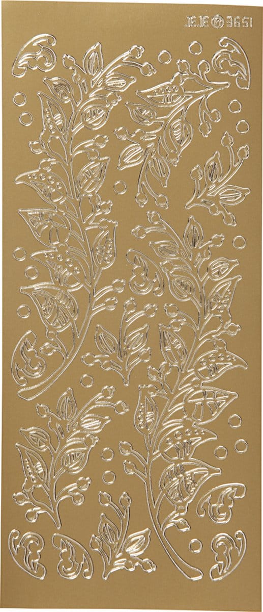 Stickers, bladeren, vel 10x23 cm, goud, 1 vel