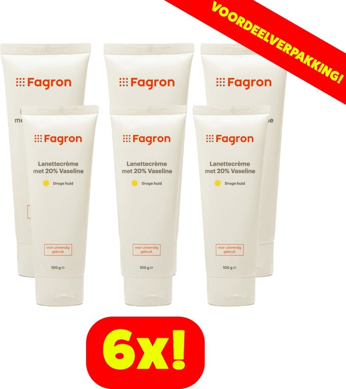 Fagron Lanettecrème 20% Vaseline - 6x100 ml voordeelverpakking