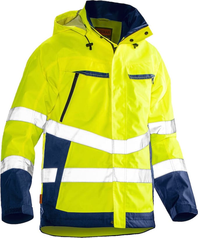 Jobman 1283 Hi-Vis Shell Jacket 65128362 - Geel/Navy - XL