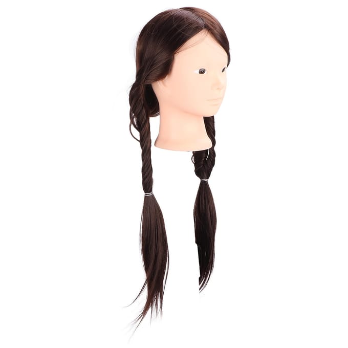 Lang Bruin Haar Mannequin Hoofd Hoge Temperatuur Synthetisch Haar Styling Oefen Training Hoofd voor black