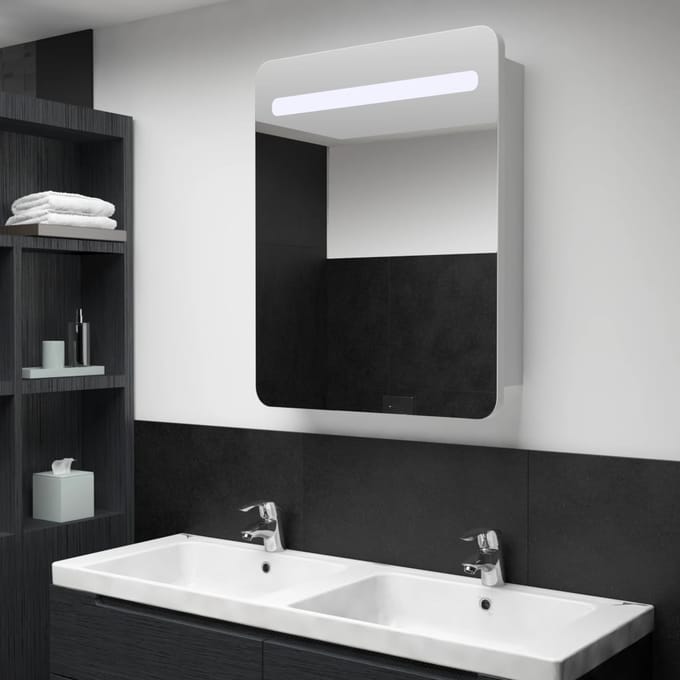 vidaXL - Badkamerkast - met - spiegel - en - LED - 60x11x80 - cm