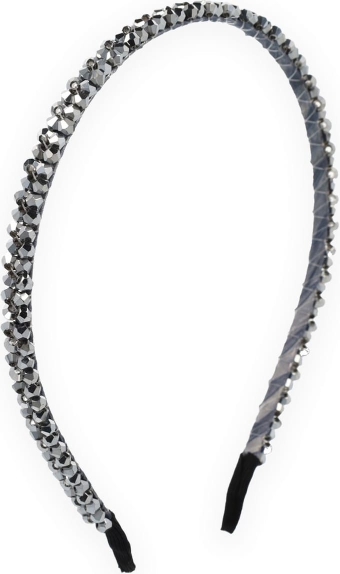 Lajetti Glitter Strass Haarband Zilver - Skinny Diadeem