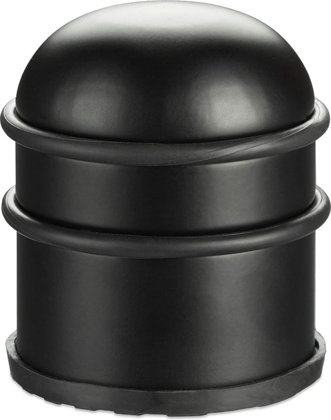 Rubber Door Stopper High Round Indoor Buffer ∅ 7 cm - Stainless Steel Black