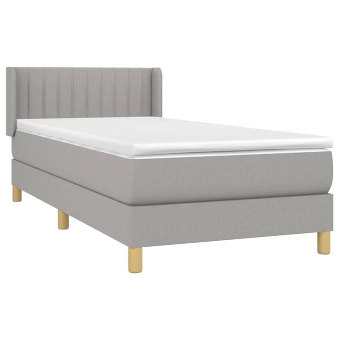 vidaXL - Boxspring - met - matras - stof - lichtgrijs - 90x190 - cm