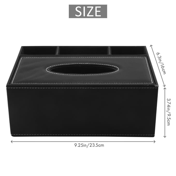 PU Tissue Box Afstandsbediening Houder Multifunctionele Bureau Organizer Potlood Schaar Container black