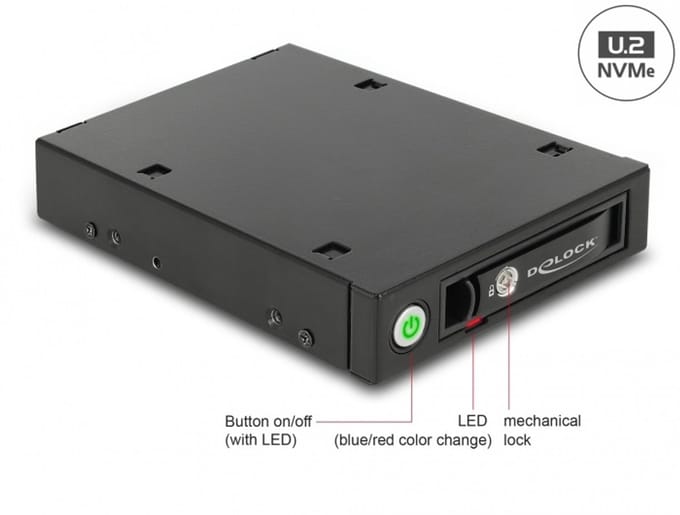 Delock 3.5″ Mobile Rack for 1 x 2.5″ U.2 NVMe SSD or SATA / SAS HDD / SSD