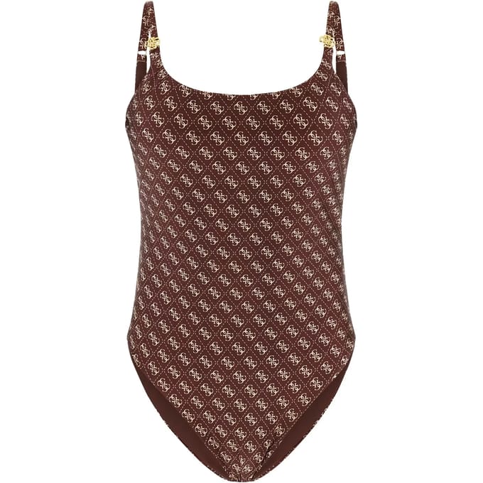 slim fit badpak met all-over logoprint