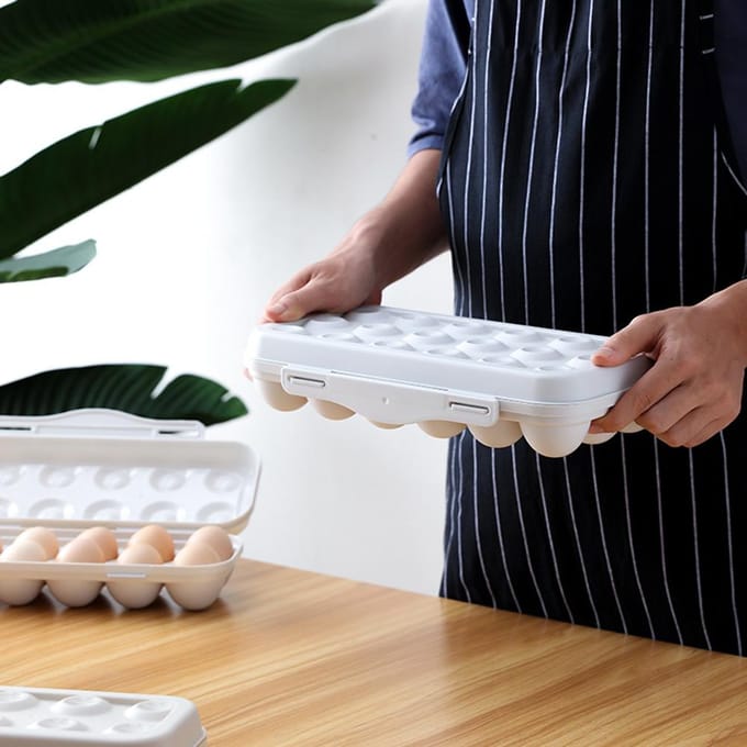 Boîte de Rangement pour Plateau à Œufs, Récipient Organisateur avec Couvercle pour Cuisine Maison white