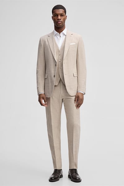 Kostuumbroek Maury, beige gemêleerd