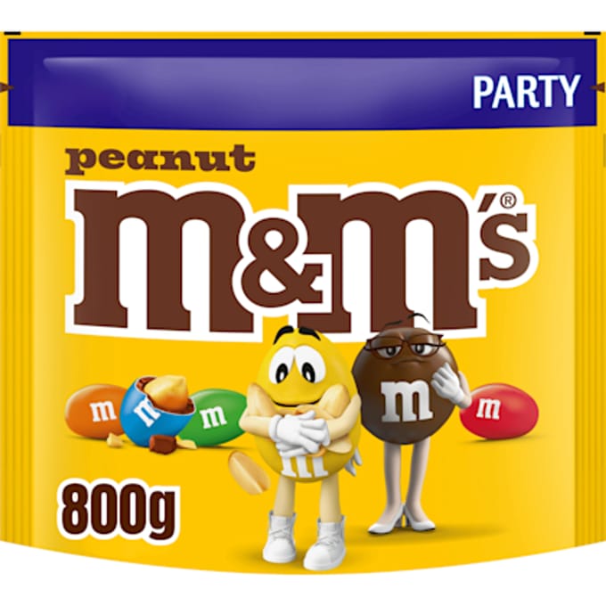 M & M 's maxi party zak geel met noten peanut 800 gram
