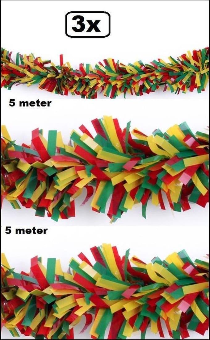 3x P.V.C. slinger brandvertragend rood/geel/groen 5 mtr - dikte 12cm