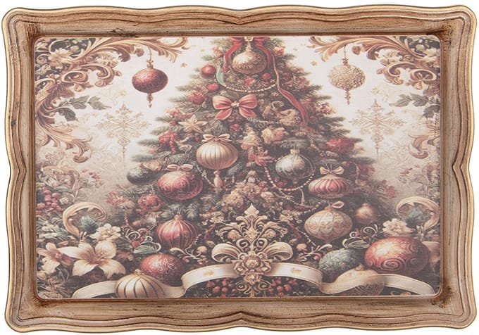 Clayre & Eef Dienblad 31x22x2 cm Beige Kunststof