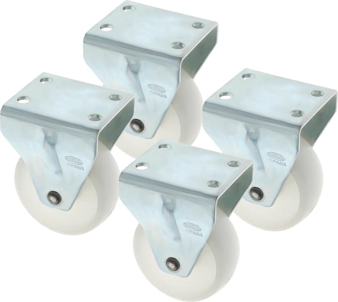 AMIG bokwiel/transportwiel - 4x - D60mm - polyamide - 60kg draagvermogen - wit
