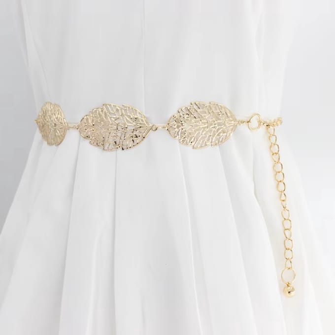Bruidsriem In Blad Vorm | Riem | Ceintuur Dames | Bruiloft Accessoires | Goud