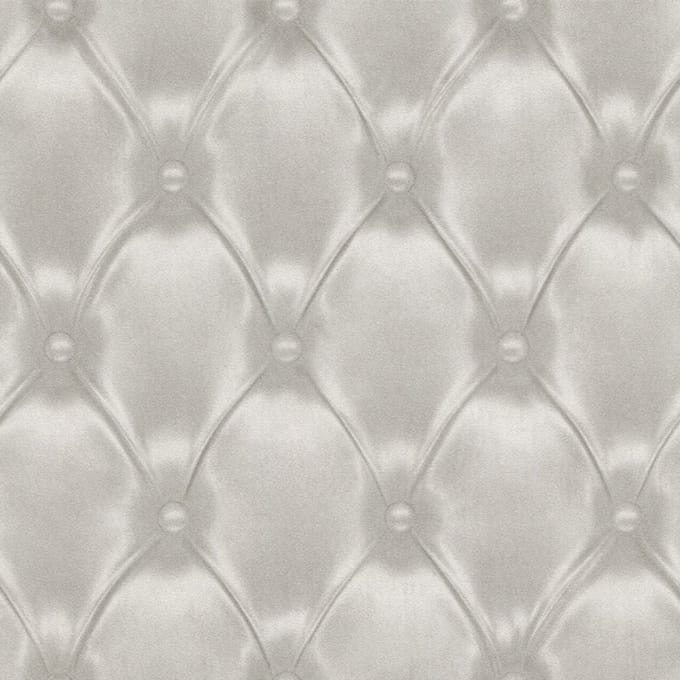 Rasch Chesterfield Vliesbehang Taupe – 3D Gekapitonneerd Lederlook Effect