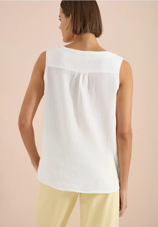 Blousetop met V-hals van mousseline