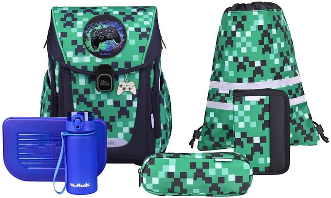 McNeill schooltas Primo Schoolbag Set 9-delig Game Zone groen