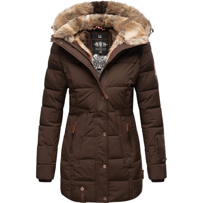 Marikoo dames winterjas met capuchon & imitatiebont voering
