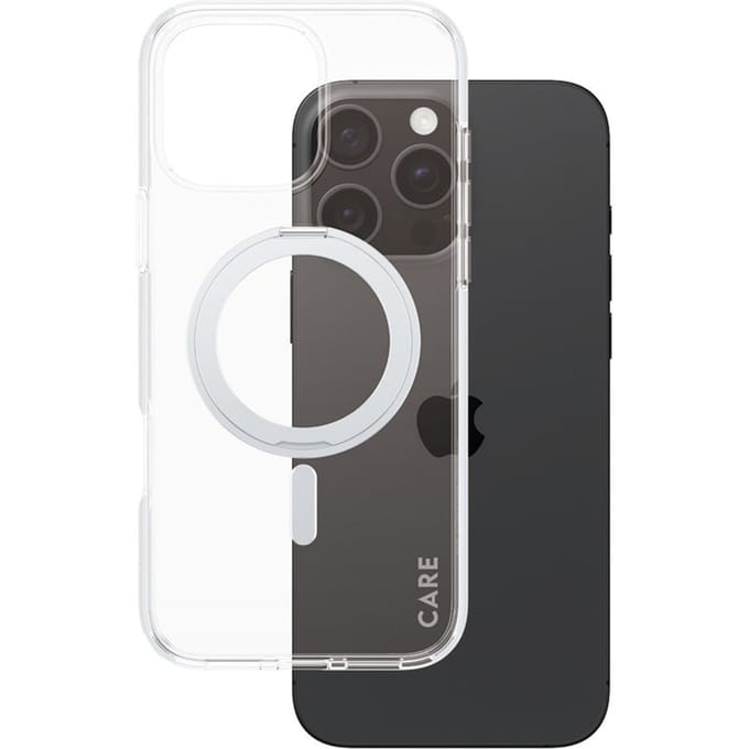 CARE by PanzerGlass Feature Case - Transparant w. - Zilver Kickstand & MagSafe iPhone 16 Pro Max