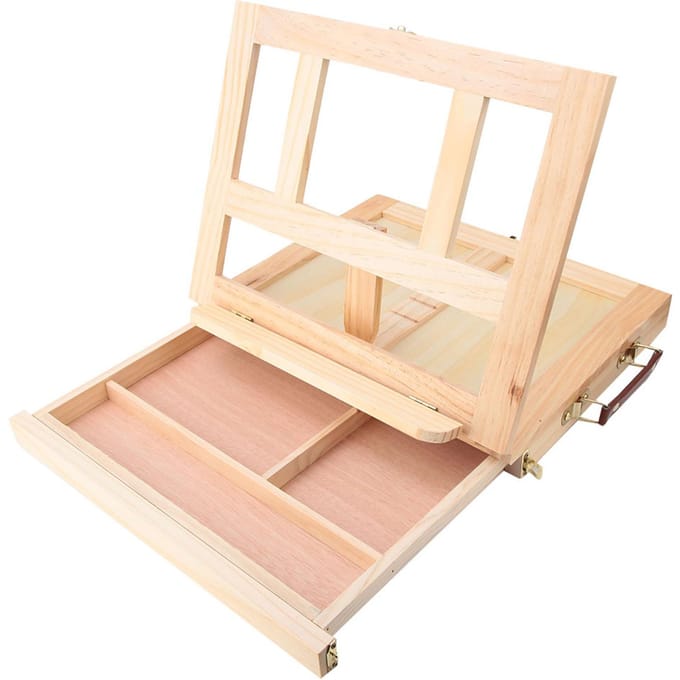 Chevalet d'Artiste Pliant Réglable Dessin Peinture Portable Table Chevalet Boîte avec Tiroir beige