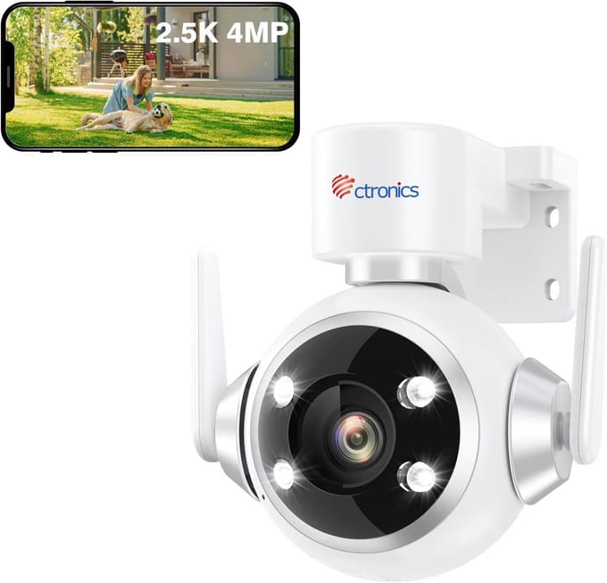 Bewakingscamera Buiten - Wifi Camera - Huis Beveiligen - Automatische Tracking - 4MP HD Resolutie - Wit