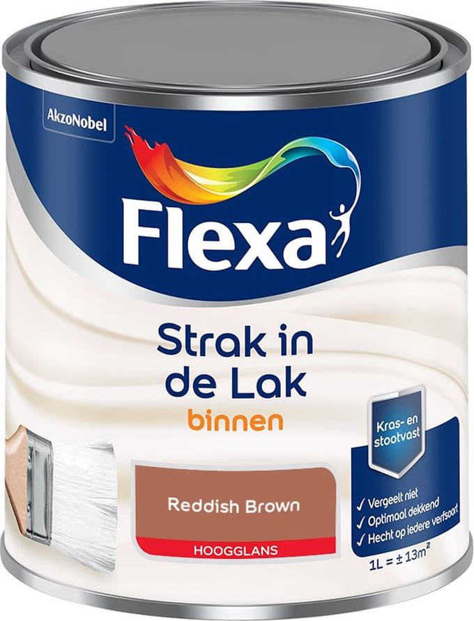 Flexa - Strak In De Lak Binnenlak Hoogglans - Reddish Brown - Mengverf - 1 L