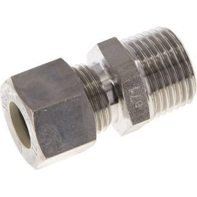 12L & R1/2'' RVS Rechte Knelfitting Buitendraad 315bar ISO 8434-1