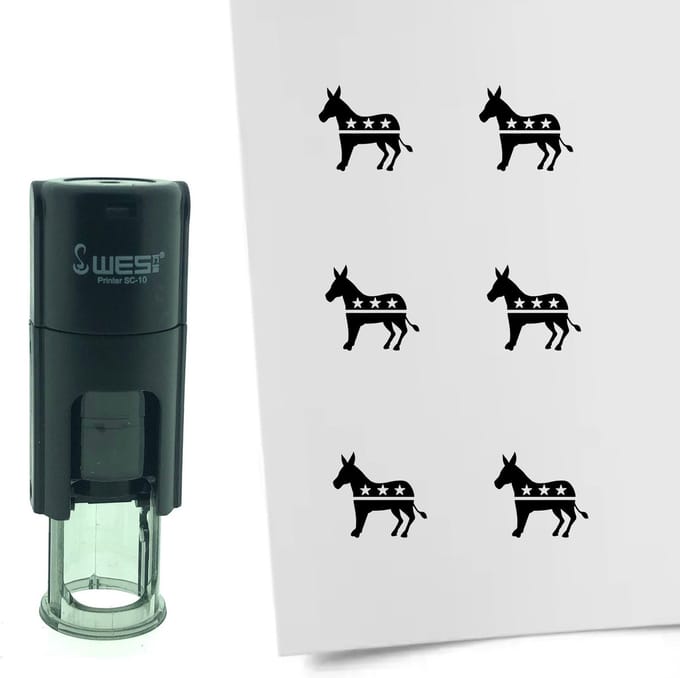 CombiCraft Stempel Ezel van de Democraten 10mm rond - zwarte inkt