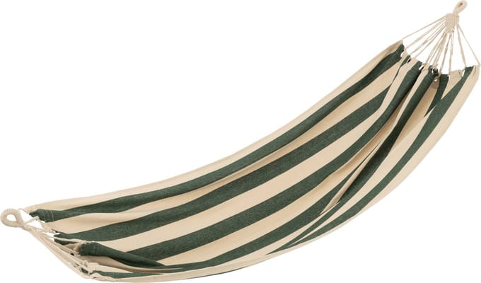J-Line hangmat Brede Strepen - katoen/polyester - donkergroen/ecru
